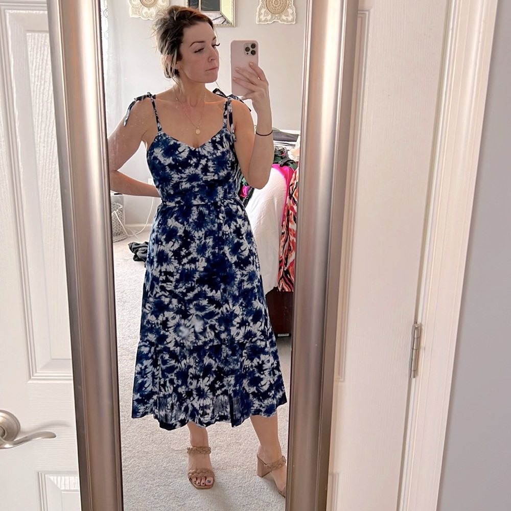 Blue Tye Dye midi Dress
